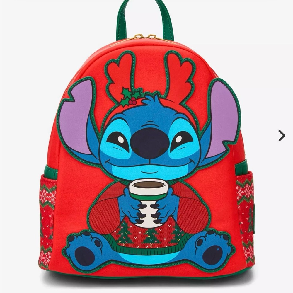Loungefly Disney Stitch Holiday Sweater Mini Backpack NEW